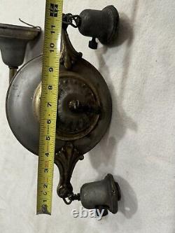 Antique RARE Brass Two Light Hanging Fixture Lamp VINTAGE Untested Bx65