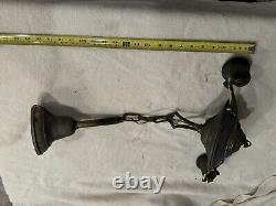 Antique RARE Brass Two Light Hanging Fixture Lamp VINTAGE Untested Bx65