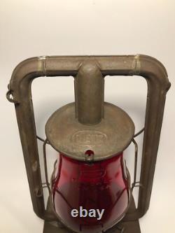 Antique RARE Dietz Square Base USA Red Globe Lantern