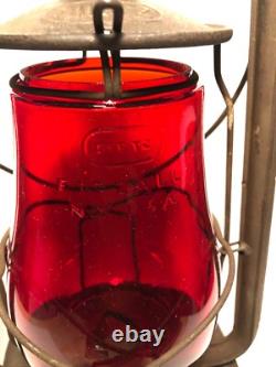 Antique RARE Dietz Square Base USA Red Globe Lantern