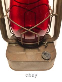 Antique RARE Dietz Square Base USA Red Globe Lantern