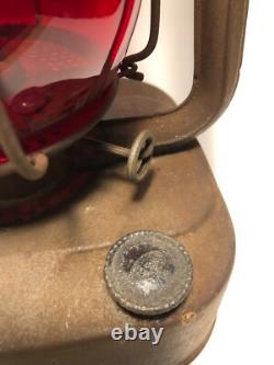 Antique RARE Dietz Square Base USA Red Globe Lantern