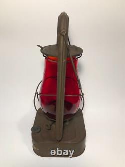Antique RARE Dietz Square Base USA Red Globe Lantern