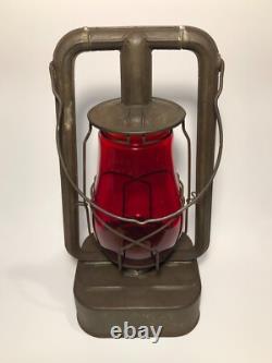 Antique RARE Dietz Square Base USA Red Globe Lantern