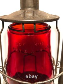 Antique RARE Dietz Square Base USA Red Globe Lantern