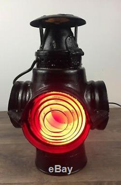 Antique RR Adlake Lamp Lantern 4 Way Railroad Switch Signal Train Vintage light