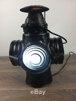 Antique RR Adlake Lamp Lantern 4 Way Railroad Switch Signal Train Vintage light