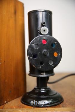Antique Railroad Lantern Marine Service Color Blind Detector RARE Wood case