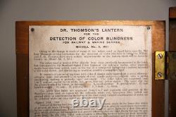 Antique Railroad Lantern Marine Service Color Blind Detector RARE Wood case