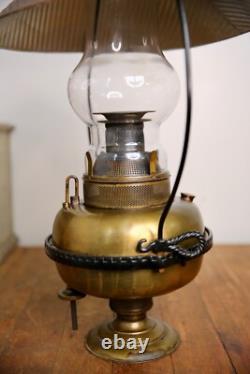 Antique Railroad Lantern Oil Lamp Country Store hanging Light vintage brass old