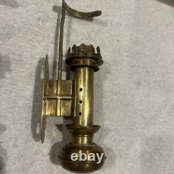 Antique Railroad Train Oil Lantern Wall Sconce Candle Lamp Light Fixture Brass-3