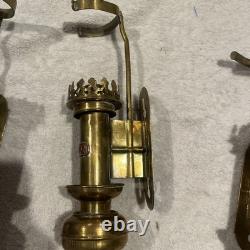 Antique Railroad Train Oil Lantern Wall Sconce Candle Lamp Light Fixture Brass-3