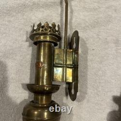 Antique Railroad Train Oil Lantern Wall Sconce Candle Lamp Light Fixture Brass-3