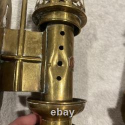 Antique Railroad Train Oil Lantern Wall Sconce Candle Lamp Light Fixture Brass-3