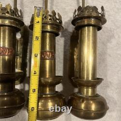 Antique Railroad Train Oil Lantern Wall Sconce Candle Lamp Light Fixture Brass-3