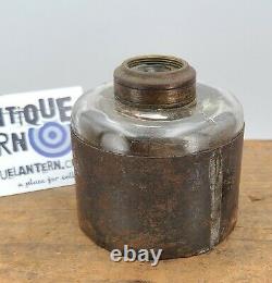 Antique Railroad and dead flame lantern GLASS Fount no. 1 burner Tin sleeve