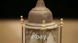 Antique Rare ottoman Brass and Glass Lantern Islamic Mosque Hanging Ramadan