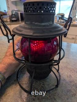 Antique Red Globe Railroad RR Lantern Adlake USA 3-33 C. M. ST. P & P