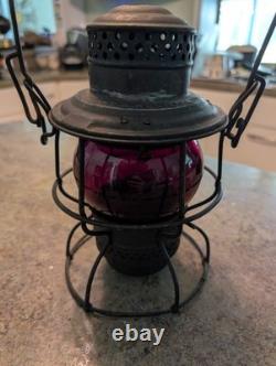 Antique Red Globe Railroad RR Lantern Adlake USA 3-33 C. M. ST. P & P