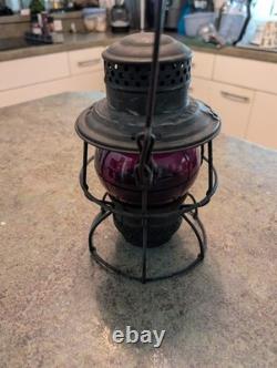 Antique Red Globe Railroad RR Lantern Adlake USA 3-33 C. M. ST. P & P