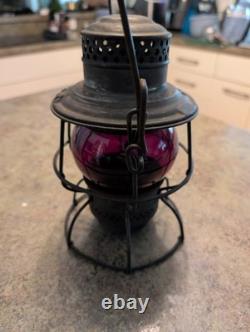 Antique Red Globe Railroad RR Lantern Adlake USA 3-33 C. M. ST. P & P