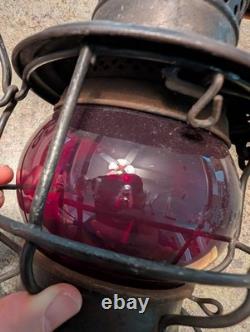 Antique Red Globe Railroad RR Lantern Adlake USA 3-33 C. M. ST. P & P