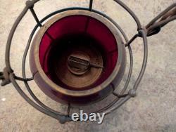 Antique Red Globe Railroad RR Lantern Adlake USA 3-33 C. M. ST. P & P