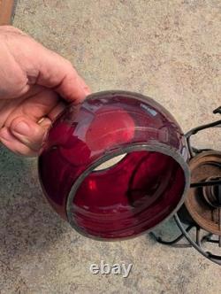 Antique Red Globe Railroad RR Lantern Adlake USA 3-33 C. M. ST. P & P