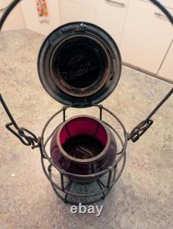 Antique Red Globe Railroad RR Lantern Adlake USA 3-33 C. M. ST. P & P