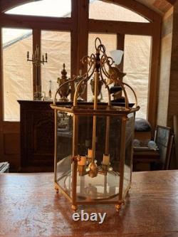Antique Regency/Georgian Style Solid Brass Hall Lantern, Hexagonal