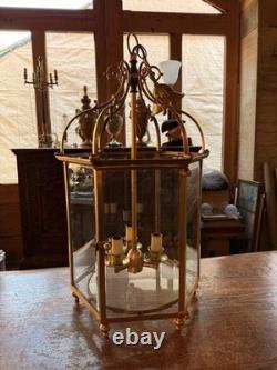 Antique Regency/Georgian Style Solid Brass Hall Lantern, Hexagonal
