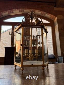 Antique Regency/Georgian Style Solid Brass Hall Lantern, Hexagonal