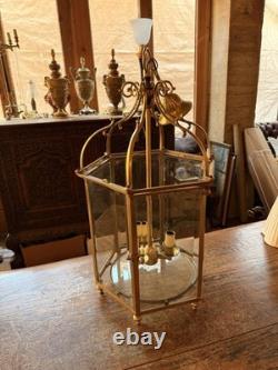 Antique Regency/Georgian Style Solid Brass Hall Lantern, Hexagonal