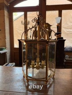 Antique Regency/Georgian Style Solid Brass Hall Lantern, Hexagonal