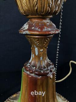 Antique Reverse Painted Lantern Lamp With Orientalist Finial Circa 1925