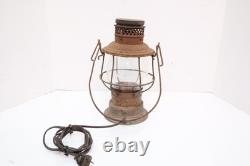 Antique Santa Fe Railroad Lantern VERY RARE Embossed Globe 1909 Electrified