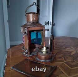 Antique Seahorse Copper Nautical Ship Lantern Made In England