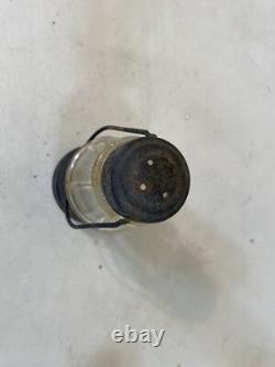 Antique Skaters tin lantern small gas lantern twist onto base oil lamp 61B75