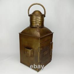 Antique Starboard Lantern Set Of 2 Brass Blue Glass Will & Finck USA 1900s