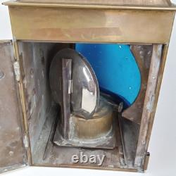 Antique Starboard Lantern Set Of 2 Brass Blue Glass Will & Finck USA 1900s