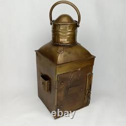 Antique Starboard Lantern Set Of 2 Brass Blue Glass Will & Finck USA 1900s