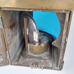 Antique Starboard Lantern Set Of 2 Brass Blue Glass Will & Finck USA 1900s