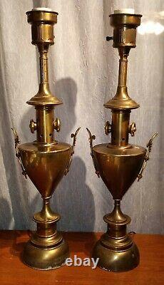 Antique Stiffel Brass Fleur De Lis Torch Lamps 1930's