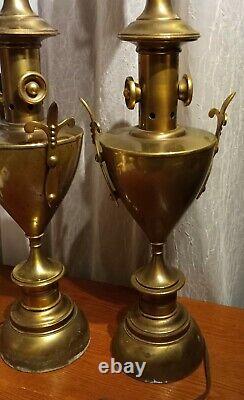 Antique Stiffel Brass Fleur De Lis Torch Lamps 1930's