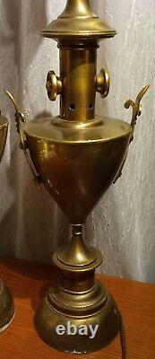 Antique Stiffel Brass Fleur De Lis Torch Lamps 1930's