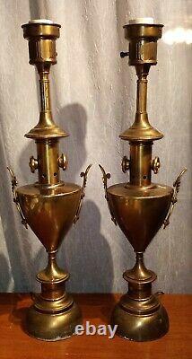 Antique Stiffel Brass Fleur De Lis Torch Lamps 1930's