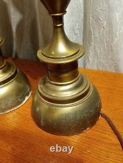 Antique Stiffel Brass Fleur De Lis Torch Lamps 1930's