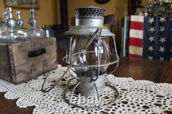 Antique Tall Pennsylvania Railroad Lantern, Marked Globe, Vintage P. R. R. Lantern