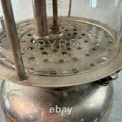 Antique The Air O Lantern Coleman Wichita KS Brass Body Nickel Plated QL Pyrex