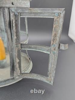 Antique Tin Mica Window Candle Lantern